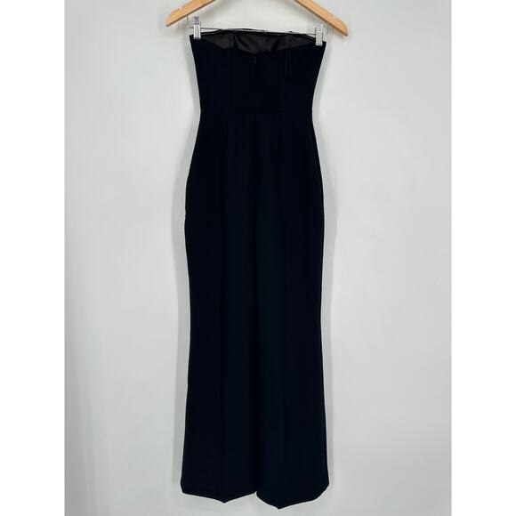 Aritzia Wilfred Endless Strapless Wide Leg Jumpsuit Smocked Crepe, Black - Picture 7 of 12
